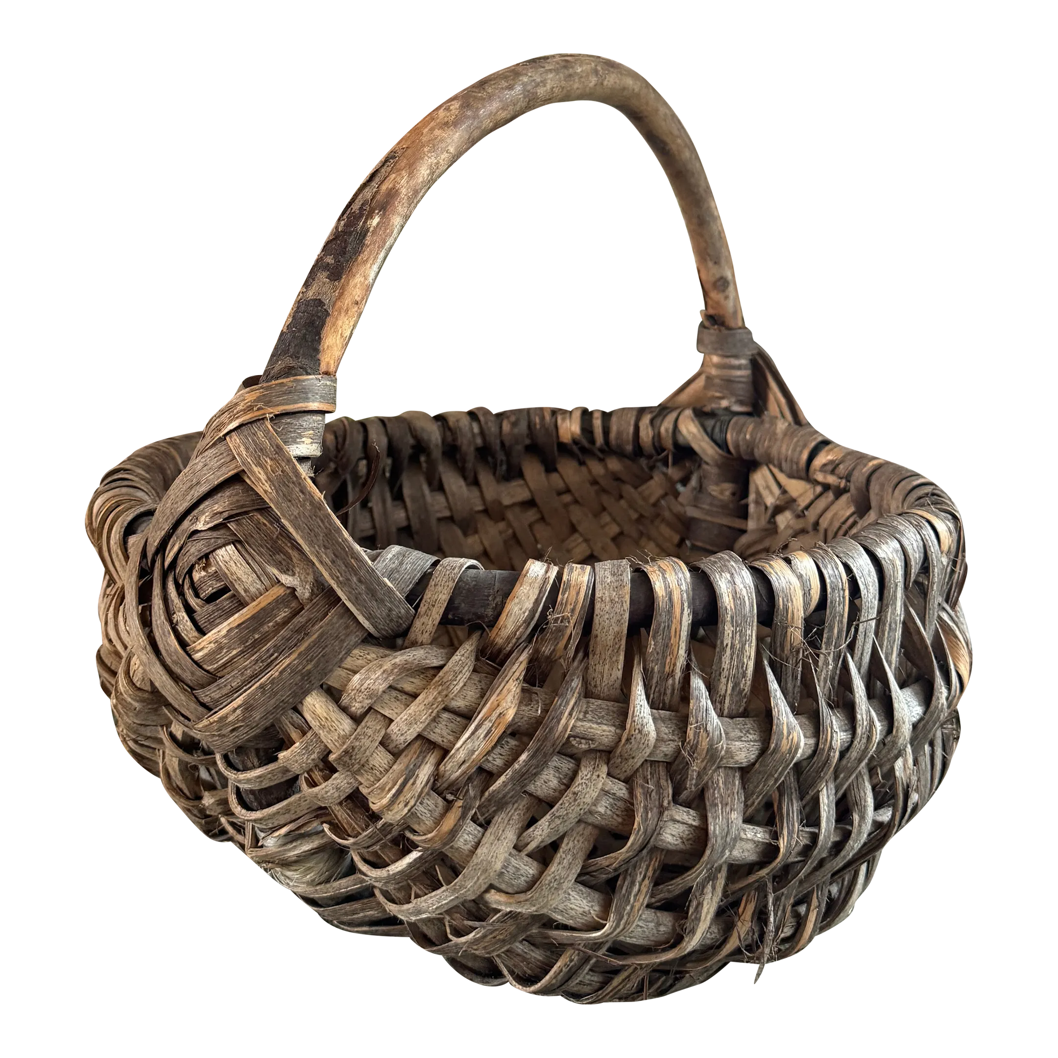 Vintage, Antique Woven Wicker Basket With Handle | Chairish
