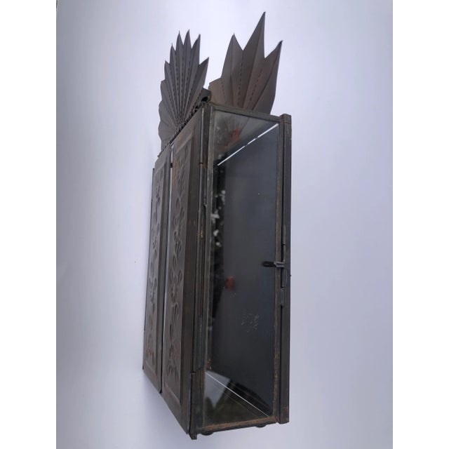 Mid 20th Century Mexican Sunburst Shadowbox Nicho Wall Hanging With Front Doors For Sale - Image 9 of 11