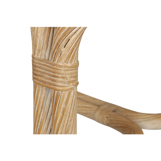 Rattan and Bamboo Glass Top Side Table For Sale In Tampa - Image 6 of 8