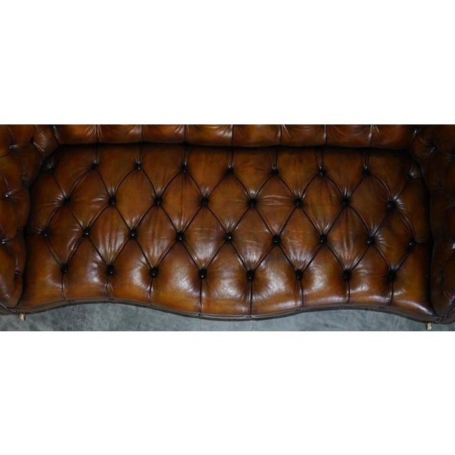 Exceptionally Rare Pair of Fully Restored Antique Howard & Sons Berners Street Leather Chesterfield Sofas For Sale - Image 9 of 18