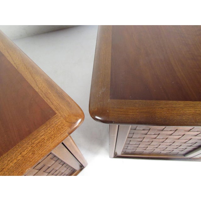 Wood Vintage Walnut End Tables by Lane - a Pair For Sale - Image 7 of 13