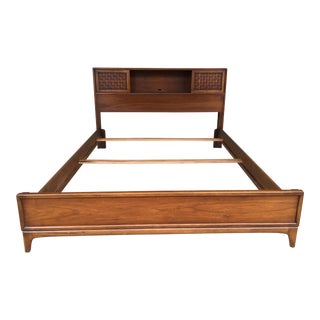 Lane Furniture Mid Century Modern Walnut Full Size Bookcase Style Bedframe For Sale