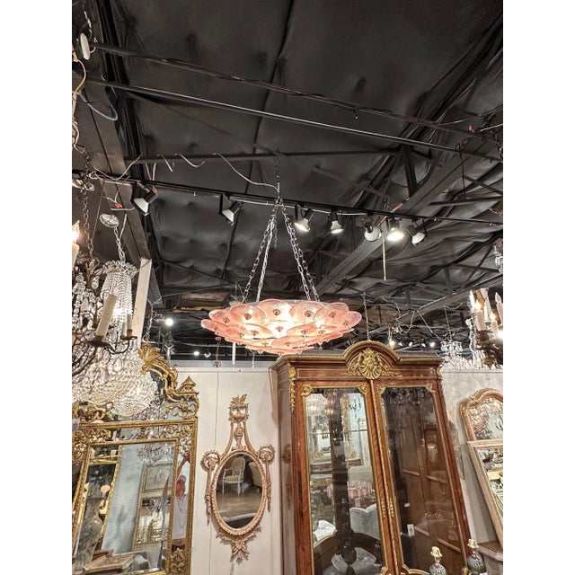 Murano Pink Disc Flush Mount For Sale - Image 4 of 7