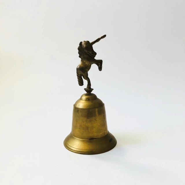 Mid-Century Modern Brass Unicorn Bell For Sale - Image 3 of 8