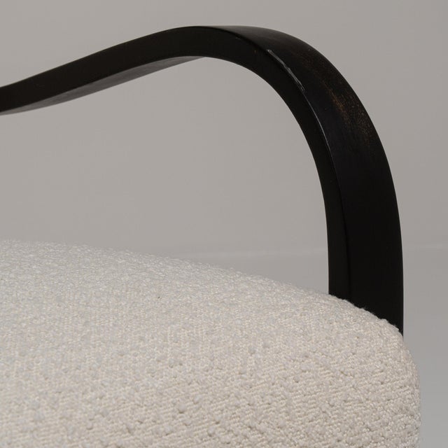 Mid-Century Modern Mid 20th Century France Mid-century Modern Cream Wood Armchair For Sale - Image 3 of 10