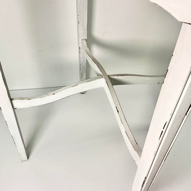 Vintage Shabby Chic Farmhouse Chippy Paint Wood Gallery Side Table. For Sale - Image 11 of 15