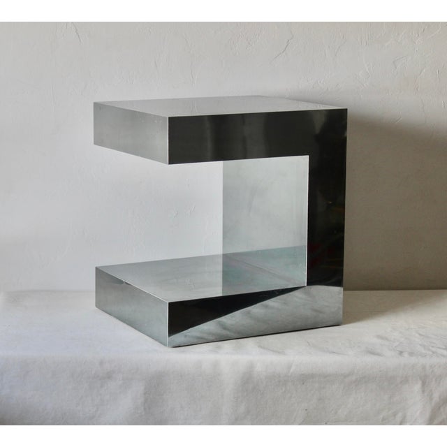 1970s Paul Evans Style Chrome Cantilevered Side Table Night Stand Vintage For Sale - Image 16 of 17