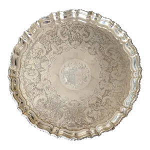 Old Sheffield Plate, Round Footed Serving Tray