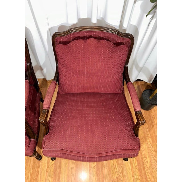 Burgundy Vintage French Style Chairs Henredon For Sale - Image 8 of 8