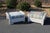 Lloyd Loom White Wicker Ottomans With Green Plaid Cushions—A Pair For Sale - Image 13 of 18