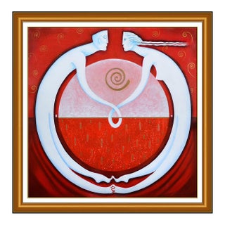 Late 20th Century Circle of Life Acrylic Painting, Orlando Agudelo Botero For Sale