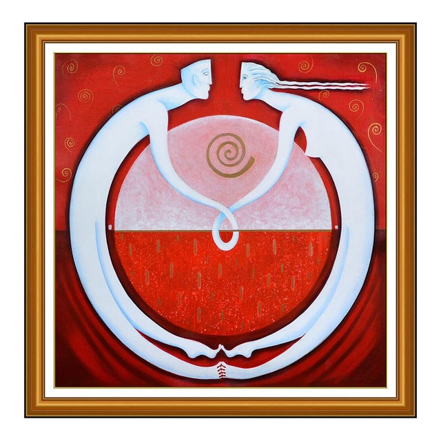 Late 20th Century Circle of Life Acrylic Painting, Orlando Agudelo Botero For Sale