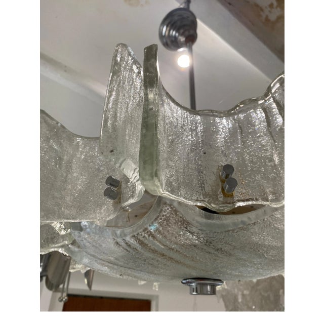 Glass Ice First Chrome Structure Chandelier attributed to J. T. Kalmar for Kalmar, Austria, 1970s For Sale - Image 3 of 9