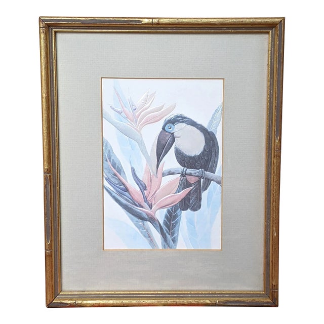Vintage Palm Beach Regency Toucan Bird Framed Art For Sale