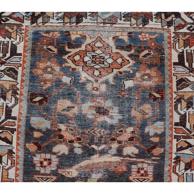 Antique Persian Hamedan Runner in All-Over Floral Design in Brown, Orange, Ivory 3'2"x9'9" For Sale - Image 9 of 11