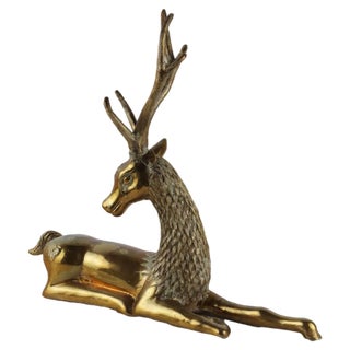 Hollywood Regency Polished Brass Deer For Sale