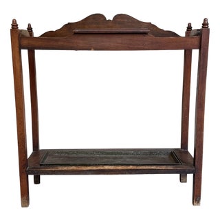 Victorian Wooden Entryway Console Table with Umbrella and Plant Stand For Sale