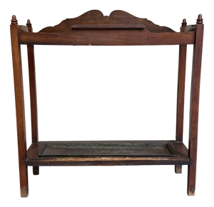 Victorian Wooden Entryway Console Table with Umbrella and Plant Stand