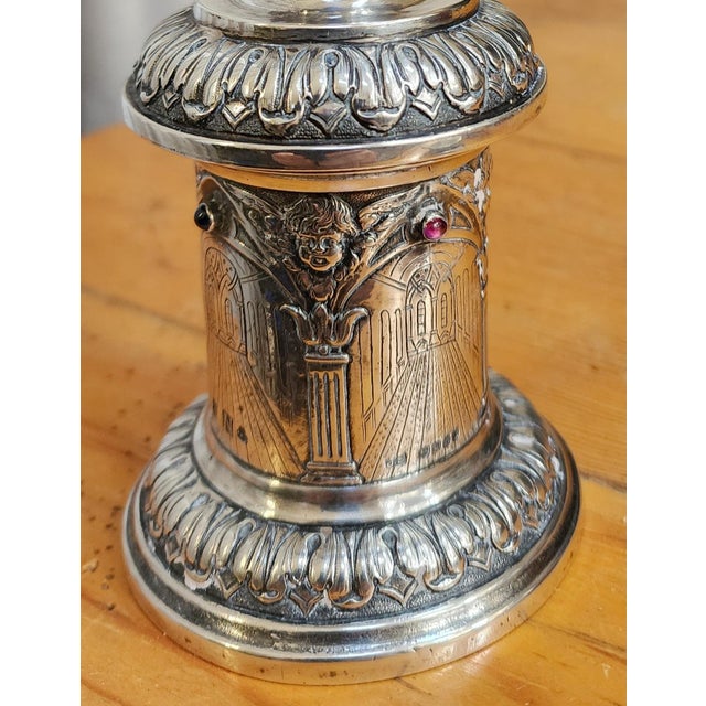 For your consideration, is this an incredible antique English John Stone 1867 Sterling Church Crucifix with Sapphire and...