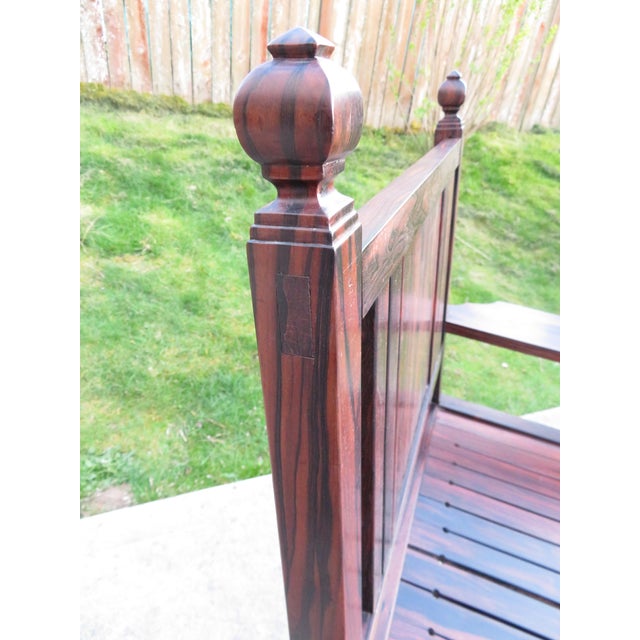 Vintage ~ Mortise Tenon Arts & Crafts Style ~ Exotic Wood Arm Chair Pair ~ Ziricote Macassar ~ Mid Century Rosewood For Sale - Image 14 of 15