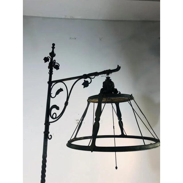 1900s Arts and Crafts Forged Iron Floor Lamp For Sale - Image 4 of 10