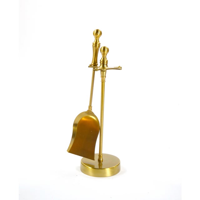 Italian Brass Fireplace Tool Set on Stand For Sale - Image 4 of 9