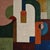 Affinité is an original geometric abstract oil painting by French artist Sophie Dumont, from her Architectures intérieures...