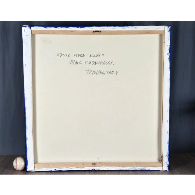 Mark Kasav Original Painting on Canvas "Blue Moon Nude" Woman, 30" X 30" For Sale - Image 6 of 14