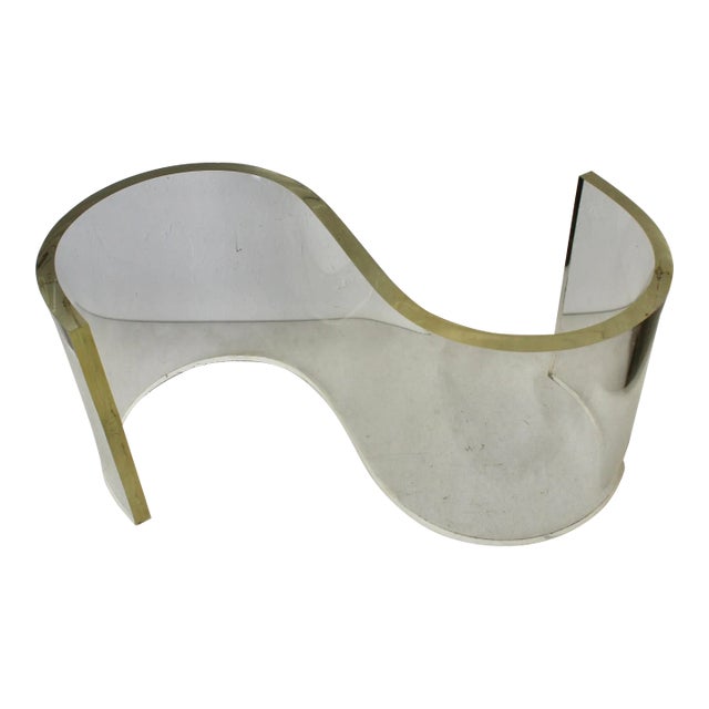 1970s Vladimir Kagan Style Biomorphic Curved Lucite Coffee Table Base For Sale