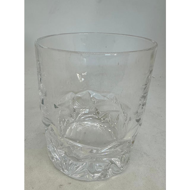 Contemporary 1980s Tiffany Rock Cut Crystal Double Old Fashioned Glasses Set of 2 w/box For Sale - Image 3 of 7