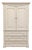 Vintage Distressed Solid Wood Armoire With Carved Laurel Details For Sale
