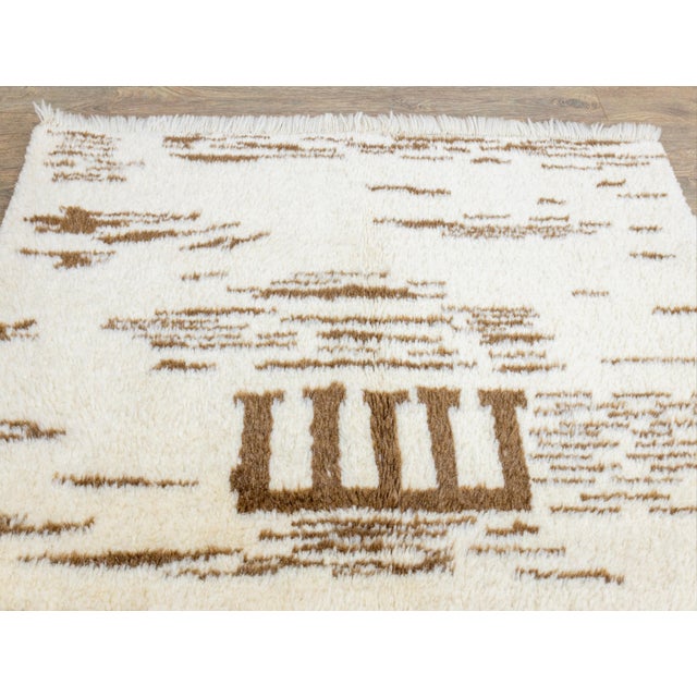Undyed Wool Handmade Turkish Rug Soft and Cozy Pile Rug - 4′7″ × 6′3″ For Sale - Image 6 of 12
