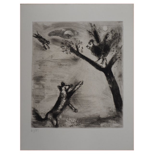 Marc Chagall, The Rooster and the Fox, Original Engraving For Sale