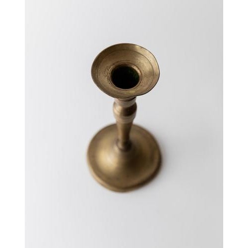 Brown Vintage Brass Candleholder, 1800s For Sale - Image 8 of 11
