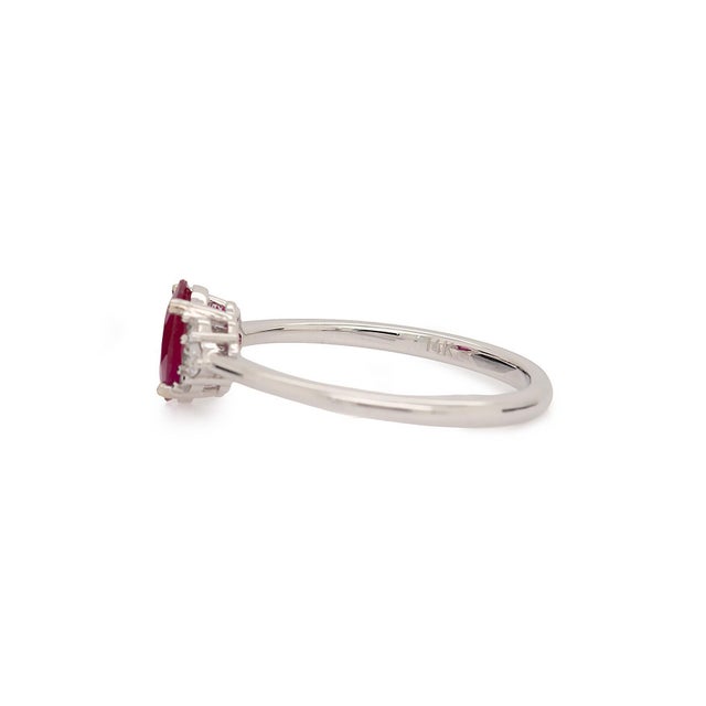 Metal Mozambique Ruby Ring With Natural Diamonds Accents: Solid 14k Gold, Oval 7x5mm For Sale - Image 7 of 10