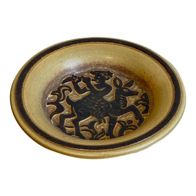 Ceramic Bowl Michael Andersen & Søn Danish Studio Pottery Pan Playing Flute 1960s For Sale