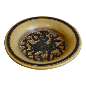 Ceramic Bowl Michael Andersen & Søn Danish Studio Pottery Pan Playing Flute 1960s