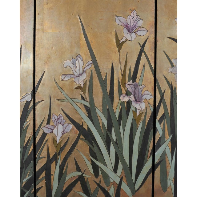 Chinese Export Coromandel Screen After Ogata Korin Irises For Sale - Image 16 of 18