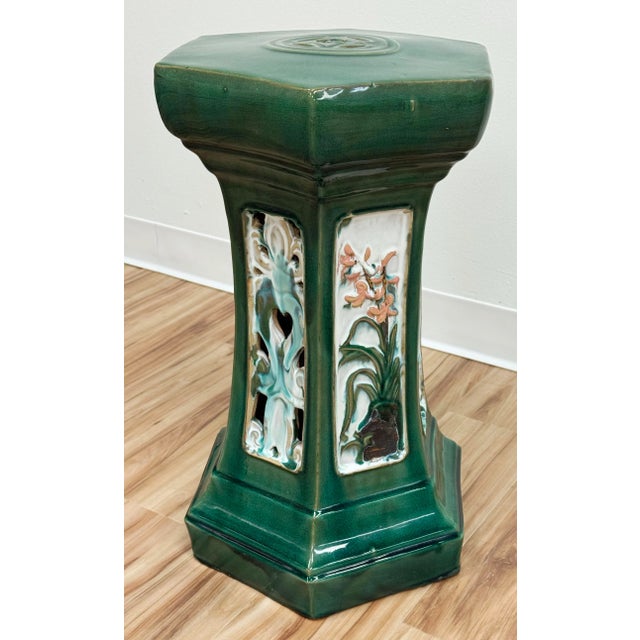 Vintage Majolica Style Garden Stool For Sale - Image 10 of 12