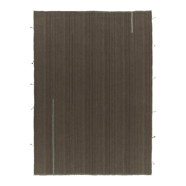 Brown Rug & Kilim’s Contemporary Kilim in Brown With Muted Stripes For Sale - Image 8 of 8