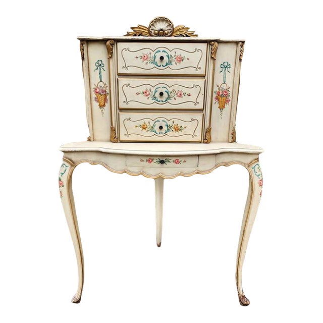 Antique Hand Painted Italian Corner Vanity For Sale