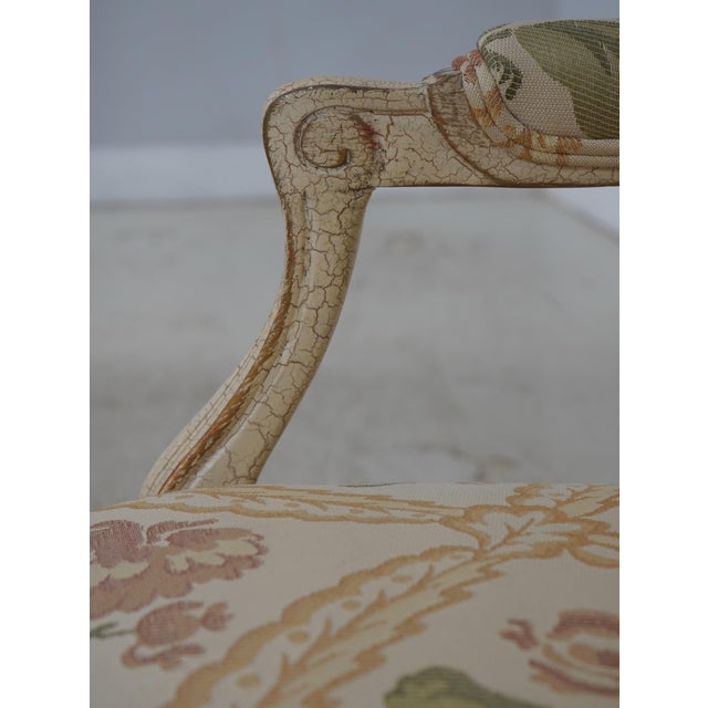 Pair of Crackle Paint Louis XV Fauteuils Armchairs For Sale - Image 9 of 18