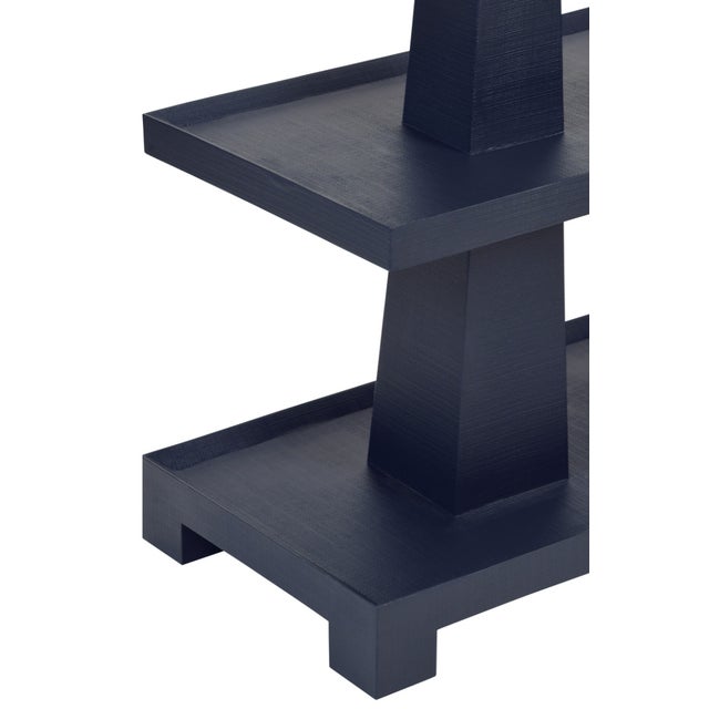 Not Yet Made - Made To Order Matthew Izzo Home Lowen Textured Navy Linen Three Tier Console Table For Sale - Image 5 of 7