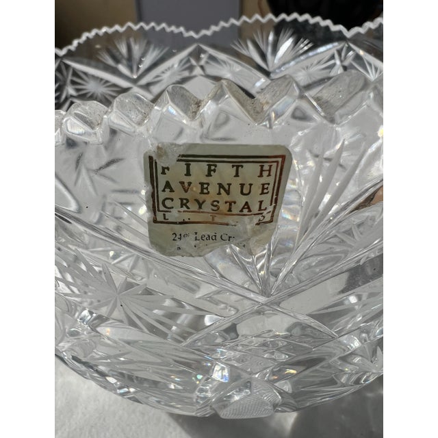 Vintage Cut Crystal Bowl Marked Fifth Avenue For Sale - Image 11 of 11