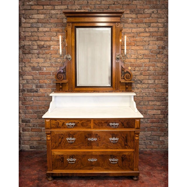 Victorian Commode with Mirror, 1890 For Sale - Image 4 of 6