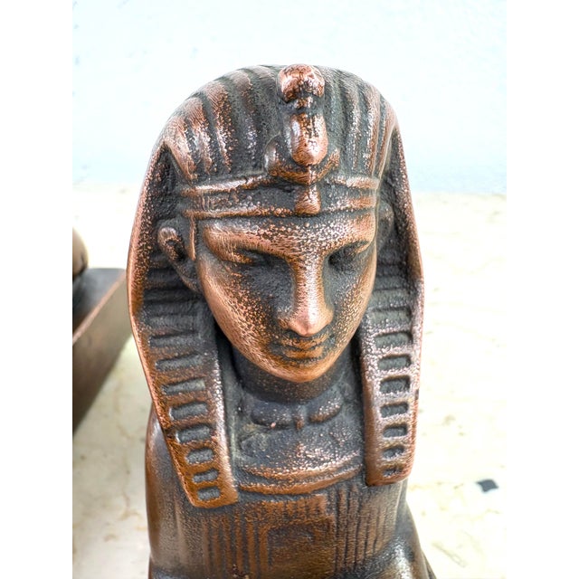 Early 20th Century Copper Sphinx Sculptures / Pair For Sale - Image 9 of 12