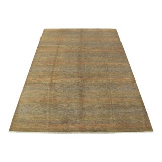 Fine Contemporary Rug 8’1” X 10’2” Orange Gray Wool Hand-Knotted Carpet For Sale