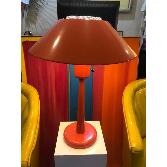 1960s Gerald Thurston Orange Table Lamp by Lightolier For Sale - Image 9 of 13