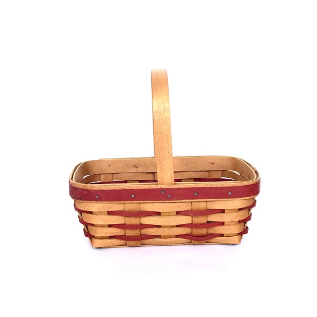 Vintage Handwoven Wooden Longaberger Basket For Sale - Image 11 of 11
