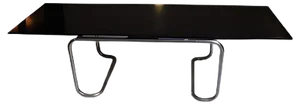 Extendable Dining Table or Desk with Chrome Steel Legs & Black Oak Top, 1960s
